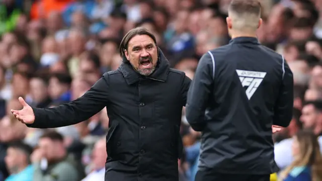 Daniel Farke shouts at fourth official