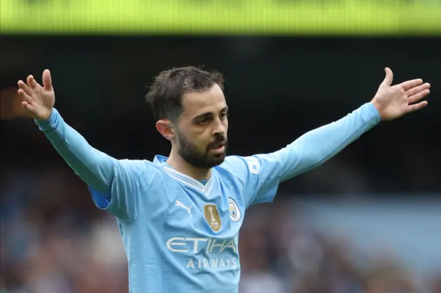 Bernardo Silva of Manchester City reacts during the Premier League match between Manchester City and Wolverhampton Wanderers