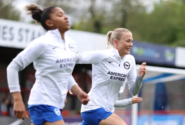 Brighton players warm up