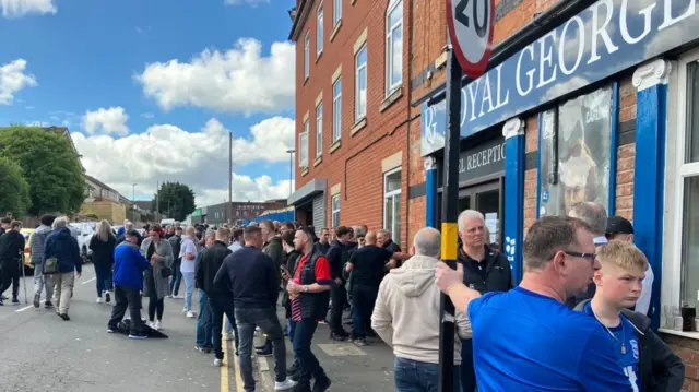 Blues fans outside the Royal George