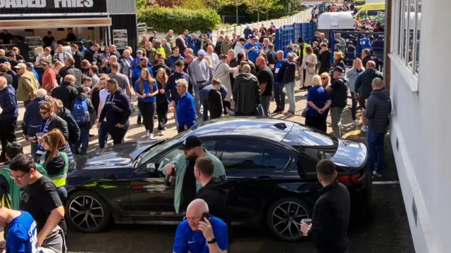 Blues fans at the back of the old main stand