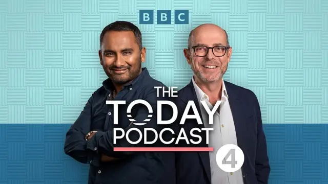 BBC image of the Today Podcast shows Nick Robinson and Amol Rajan