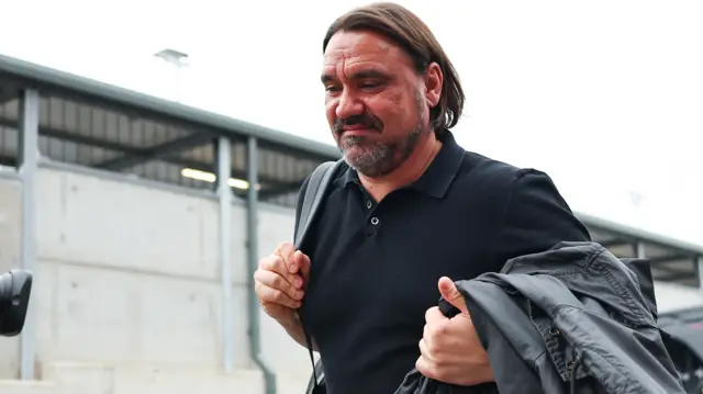 Daniel Farke arrives at Elland Road