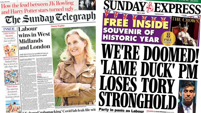 Sunday Telegraph and Express front pages