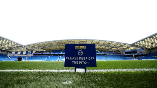 Brighton pitch before Aston Villa game