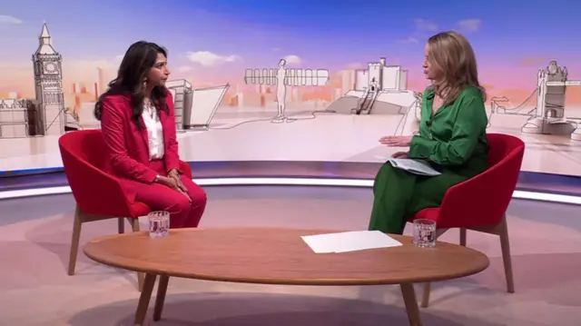 Suella Braverman and Laura Kuenssberg in the studio