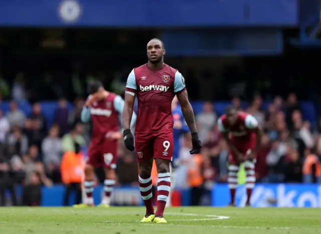 Michail Antonio looks up to the sky