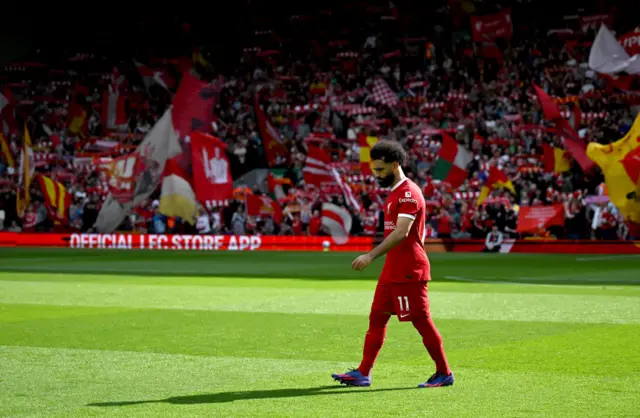 Mohamed Salah in front of the Kop
