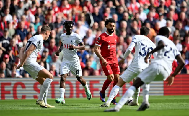 Salah against four Spurs defenders
