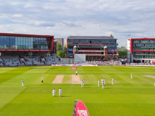 Players emerge at Old Trafford after tea