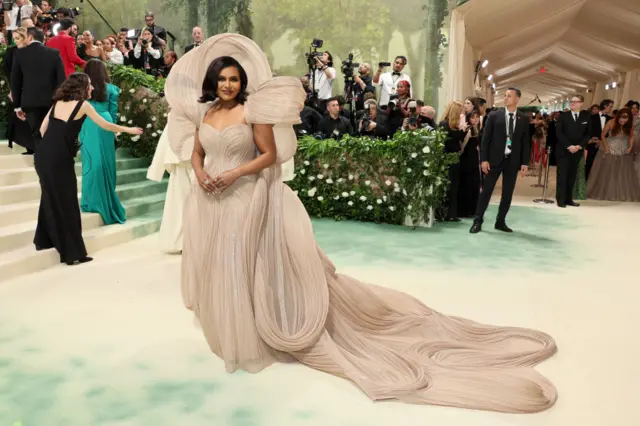 Mindy Kaling attends The 2024 Met Gala Celebrating "Sleeping Beauties: Reawakening Fashion" at The Metropolitan Museum of Art on May 06, 2024 in New York City