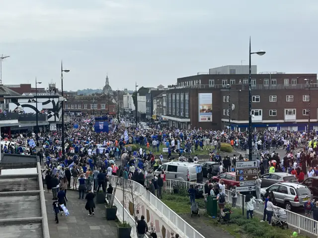 Fans following the Ipswich buses