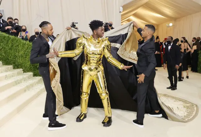 Lil Nas X attends The 2021 Met Gala Celebrating In America: A Lexicon Of Fashion at Metropolitan Museum of Art on September 13, 2021 in New York City