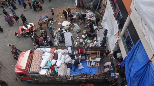 Lorry being packed up with people's belongings