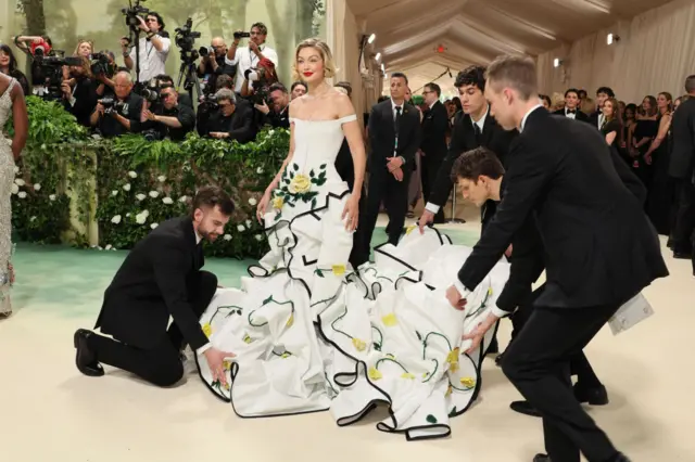 Gigi Hadid attends The 2024 Met Gala Celebrating "Sleeping Beauties: Reawakening Fashion" at The Metropolitan Museum of Art on May 06, 2024 in New York City