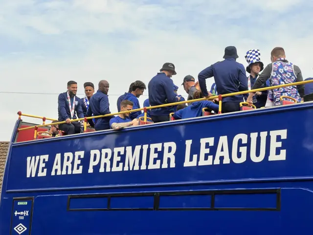 Ipswich players on the bus