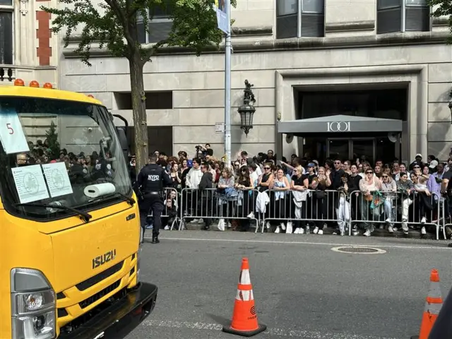 Fans gather outside the Met Gala