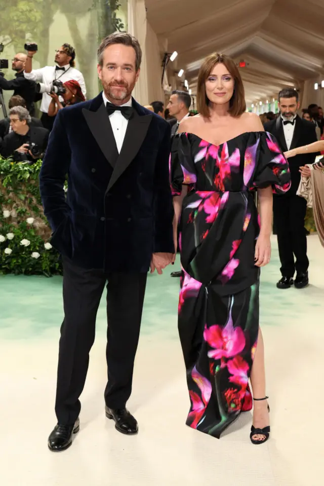 Matthew Macfadyen and Keeley Hawes attend The 2024 Met Gala Celebrating "Sleeping Beauties: Reawakening Fashion" at The Metropolitan Museum of Art on May 06, 2024 in New York City