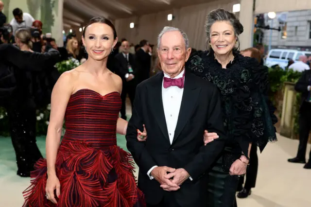 Georgina Bloomberg, Michael Bloomberg and Diana Taylor attends The 2024 Met Gala Celebrating "Sleeping Beauties: Reawakening Fashion" at The Metropolitan Museum of Art on May 06, 2024 in New York City