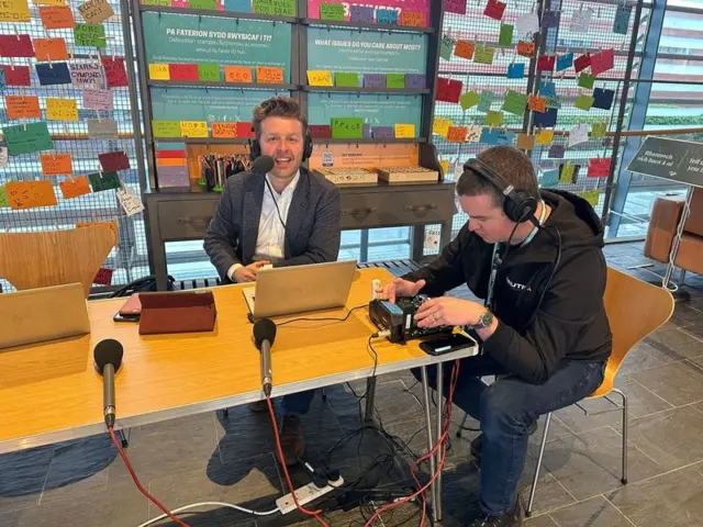 James Williams broadcasting live from the Senedd