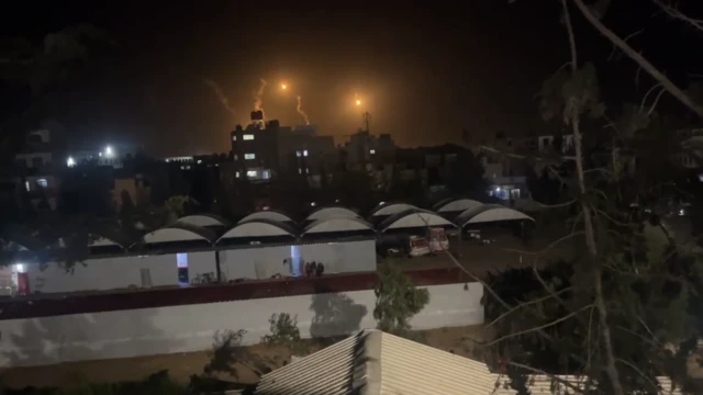 Flares in the sky over Rafah