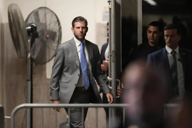 Eric Trump outside court