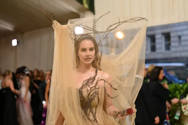 US singer Lana Del Rey arrives for the 2024 Met Gala at the Metropolitan Museum of Art on May 6, 2024, in New York. The Gala raises money for the Metropolitan Museum of Art's Costume Institute. The Gala's 2024 theme is "Sleeping Beauties: Reawakening Fashion."