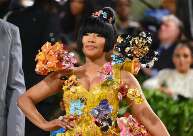 Nicki Minaj arrives for the 2024 Met Gala at the Metropolitan Museum of Art on May 6, 2024, in New York