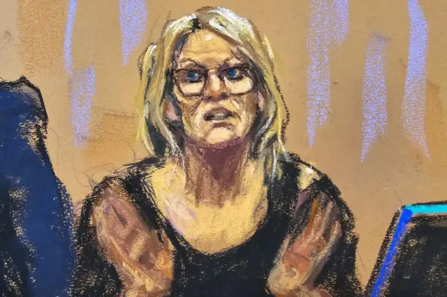 court sketch of stormy daniels giving her testimony