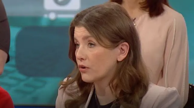 Michelle Donelan sits in the BBC studio