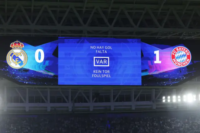 Scorebaord shows a VAR check in progress