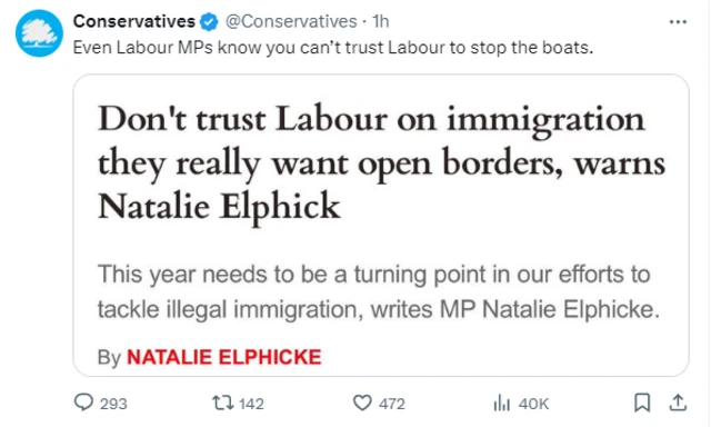 The tweet from the Conservatives