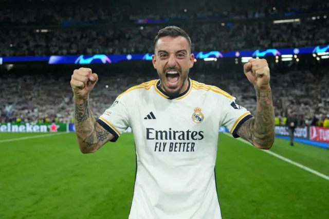 Joselu celebrates for Real Madrid