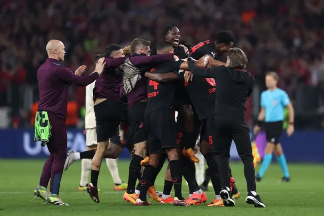 Bayer Leverkusen celebrate