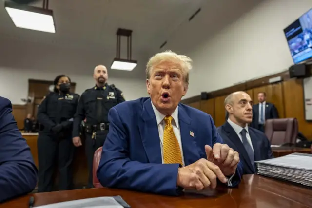 Donald Trump inside court