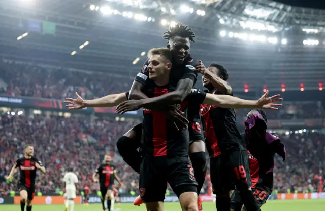 Bayer Leverkusen celebrate