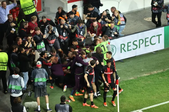 Bayer Leverkusen celebrate