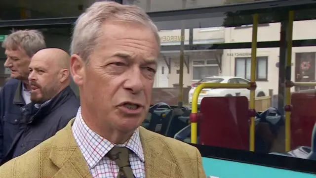 Nigel Farage speaks to broadcasters