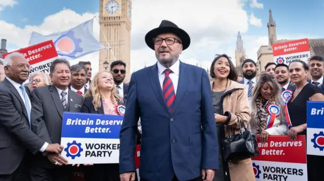 George Galloways and supporters at a campaign event