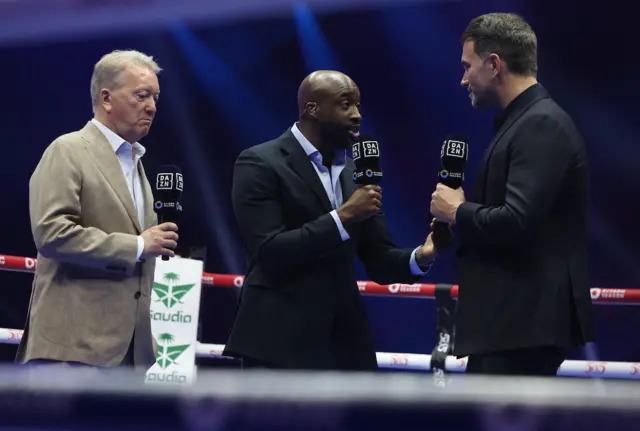 Frank Warren and Eddie Hearn are interviewed in the ring