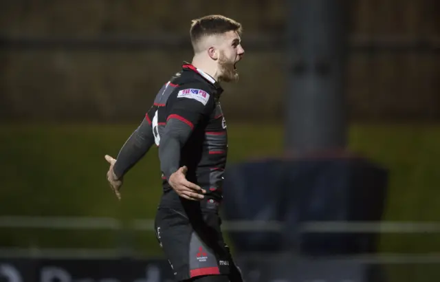 Crosbie celebrates scoring against Leinster in his debut season in 2018