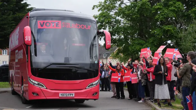 Supporters at the launch event for Labour's campaign bus