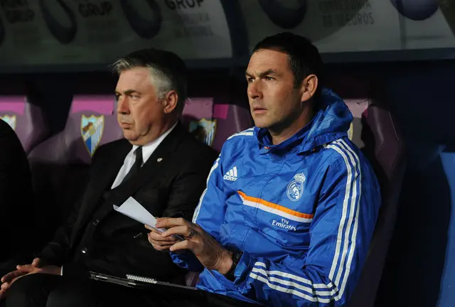 Paul Clement alongside Carlo Ancelotti on the Madrid bench