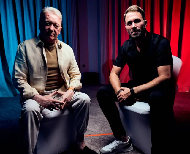 Frank Warren and Eddie Hearn sit side-by-side