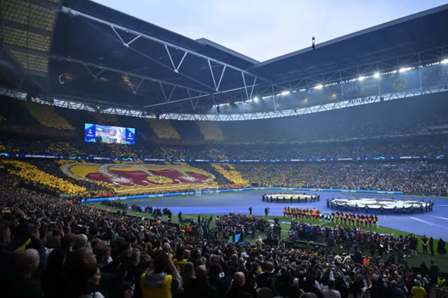 Wembley tifos from the fans before kick off