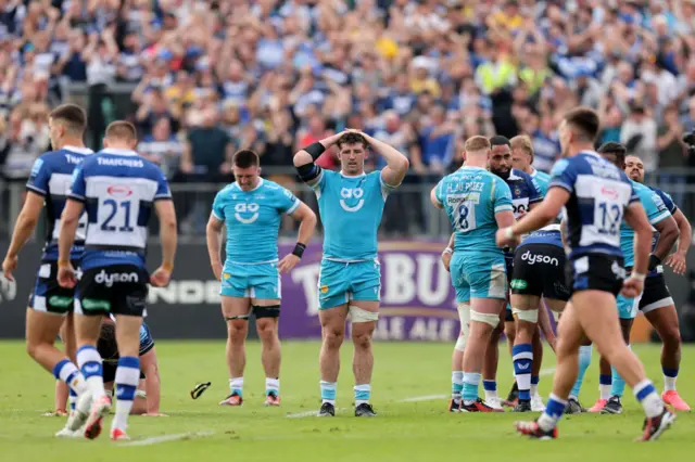 Sale's Ben Curry looks dejected at the final whistle