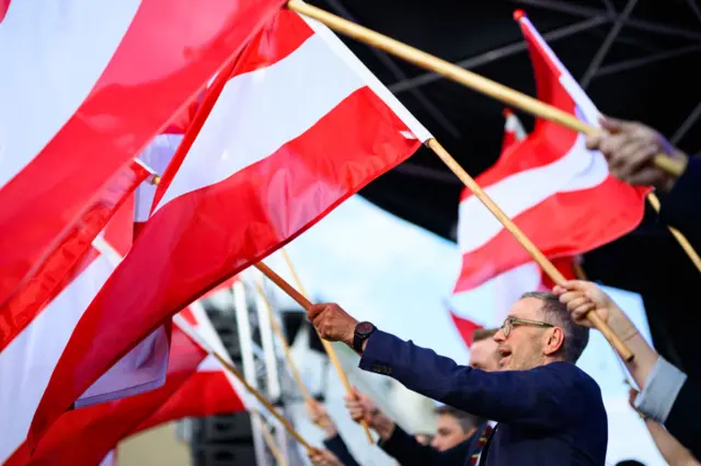 Herbert Kickl pictured campaigning last week