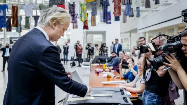 Geert Wilders, voting in The Hague last week