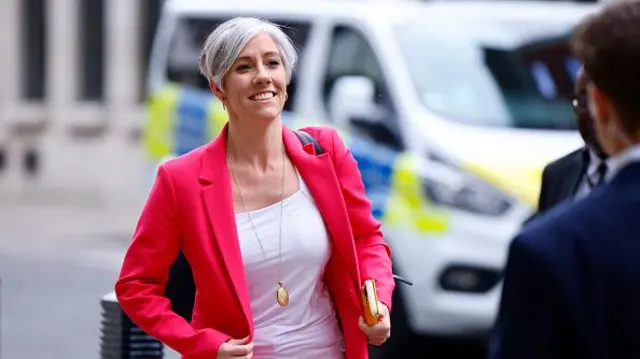 Daisy Cooper, the deputy leader of the Liberal Democrats, arrives at the BBC