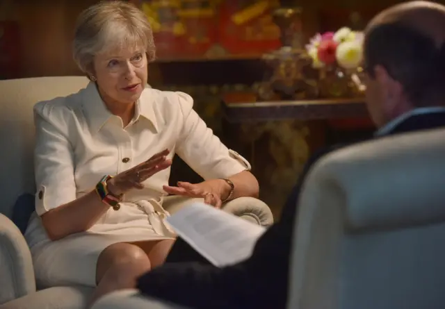 Prime Minister Theresa May being interviewd by Nick Robinson at Chequers, during the filming of a Panorama special documentary - Inside No 10: Deal or No Deal